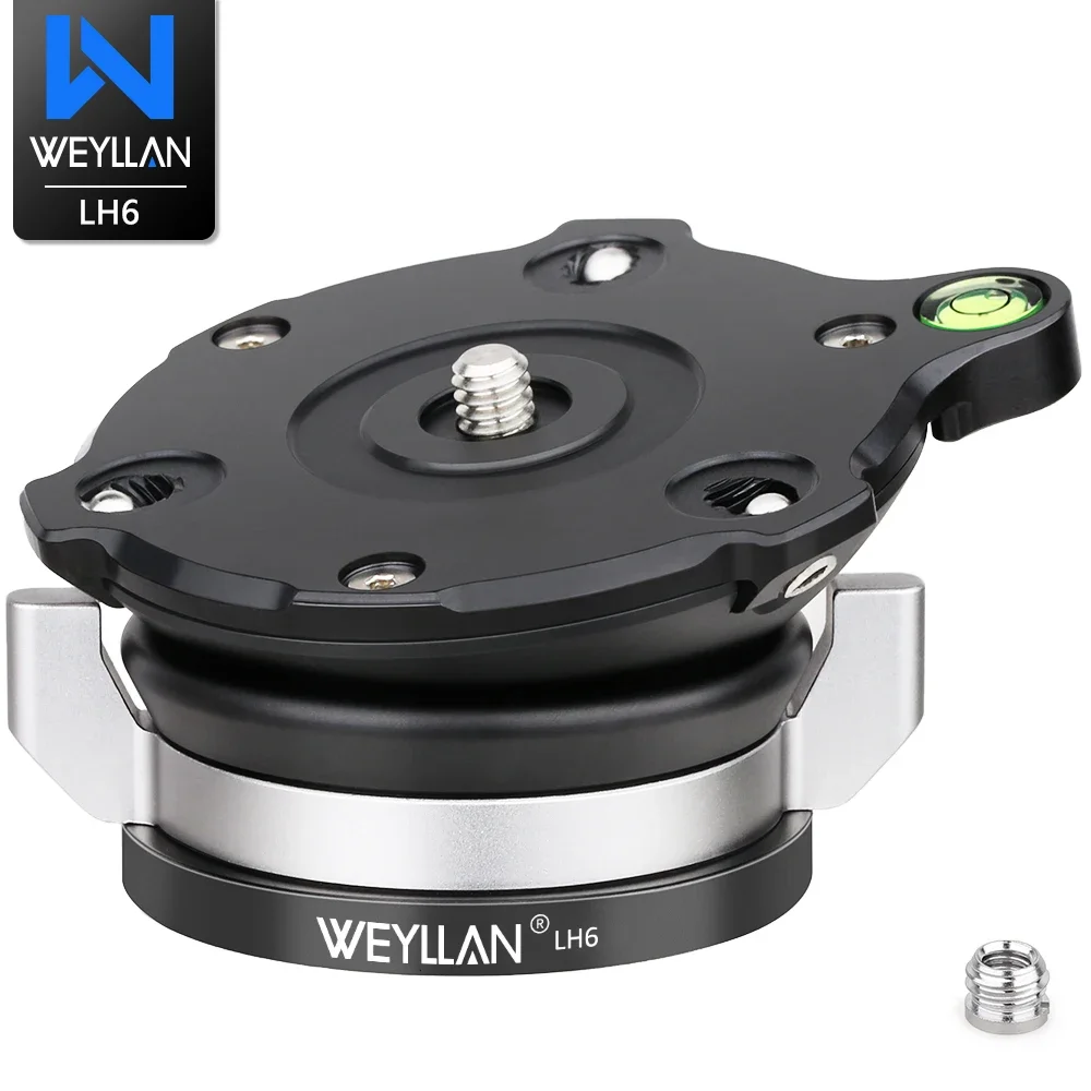 Leveling Base Tripod Head Adjusting Leveler Flat Plate WEYLLAN LH6 Aluminum Alloy Tripod Stand Camera Leveler Max Load 15kg