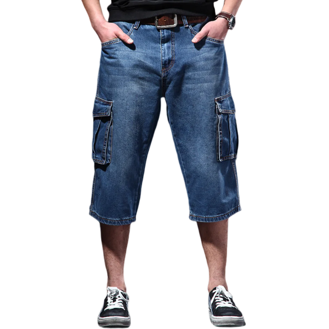 Mens Cargo Denim Shorts Plus Size 40 Loose Skateboard Short Jeans for Male men jeans denim pants denim shorts summer jeans shorts