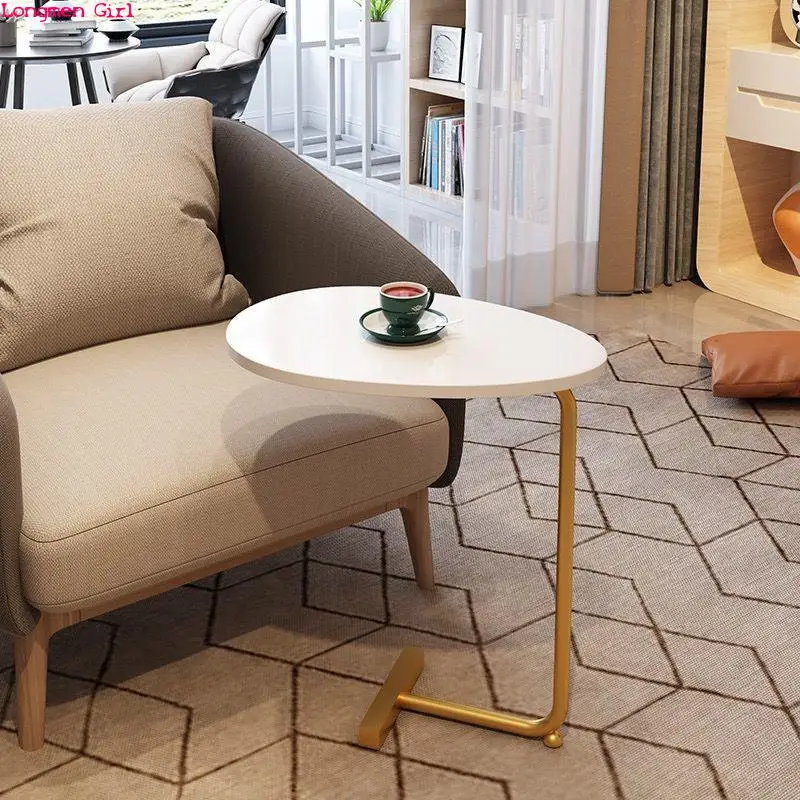 Portable Simple Modern Side Table Iron Art Sofa Corner Table Lazy Bedside Reading Oval Coffee Tea Table Home Furniture