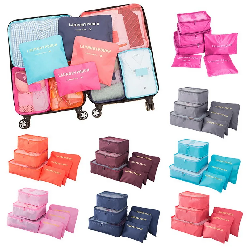 6pcs Set Travel Storage Bags Suitcase Packing Set Storage Cases Organizer Clothes Shoe Foldable Organizer Portable Luggage bag