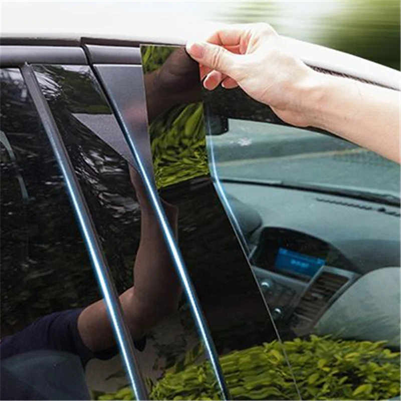 6Pcs Car Door Window Pillar Posts Trim Cover Sticker Glossy Black For VW Mk5 Jetta Sedan 2006 2007 2008 2009 2010 car door moulding trim car stickers car window trim car window stickers car window trim stickers window door cover trim