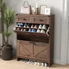 Shoe Storage Cabinet Flip Drawers & 2 Drawers,Shoe Cabinet Storage with Legs for Entryway,Freestanding Shoes Organizer 1