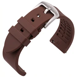 Premium Waterproof Silicone Sports Watch Band - Durable, Soft Rubber Strap Replacement - 22mm (BROWN)