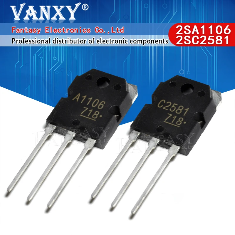 10pcs 2SA1106 2SC2581 TO3P ( 5pcs A1106 + 5pcs C2581 ) TO-3P Pairing tube amplifier