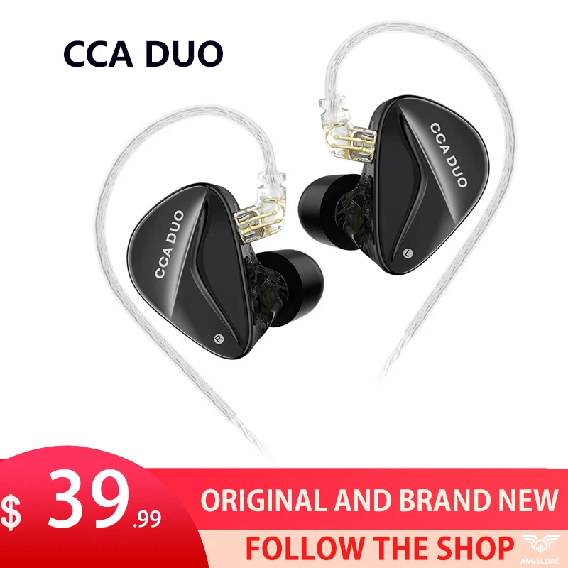 

CCA DUO High-Performance In-Ear Monitor Headphones Dual-Dynamic Drivers Earbuds HiFi Bass Earphone with Silver-Plated Cable