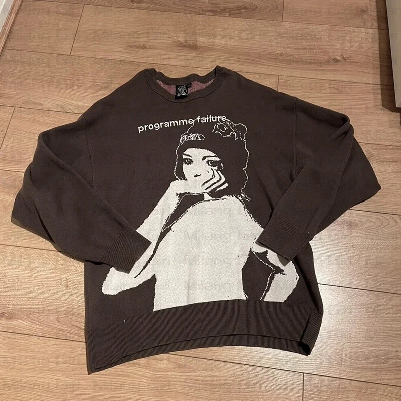 

Y2K Gothic Graphic Knitwear Harajuku Unisex Sweater Vintage Grunge o-neck Jumper Men's Streetwear Oversized Hiphop Pullover