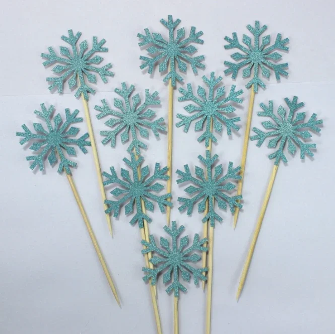 Description Picture 6 of itemWholesale 10 Pcs Snowflake Cupcake Toppers Baby Girl Frozen Birthday Party Decoration Kids Christmas Cake Supplies Accessories