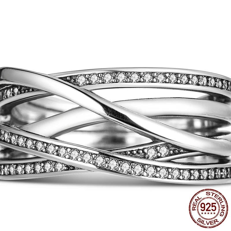 Pandora Sparkle over Polished Rings in Sterling Silver