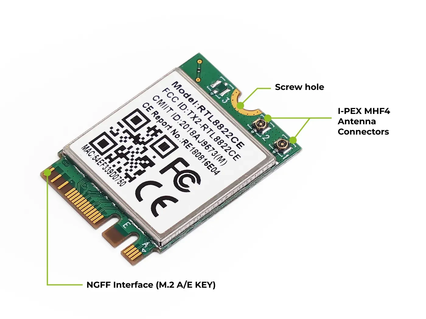 Mini scheda WIFI, scheda Mini WIFI wireless a doppia banda 2.4G/5G NGFF/M2 per/DELL/Asus, ampia compatibilità, velocità di trasmissione ad alta velocità 433 Mbps