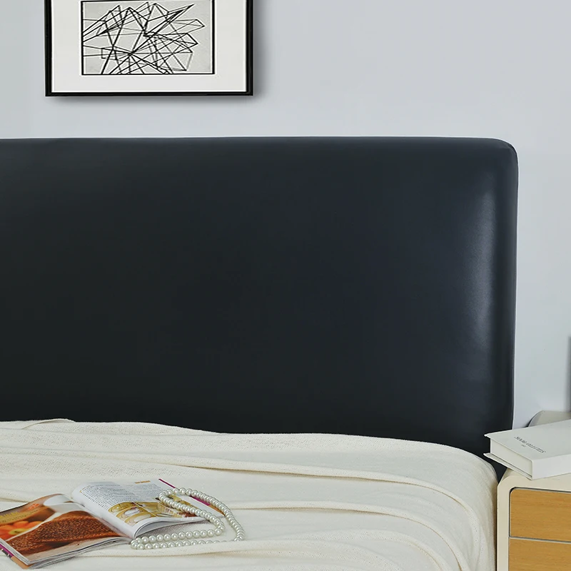 Solid Color waterproof Artificial leather Elastic All-inclusive Cover Bed Head Back Protection Dust Cover Headboard