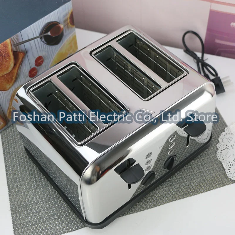 4 Slices Stainless Steel Toaster Automatic Toaster Electric Oven Toaster Breakfast Machine Baking Heating Bread Machine 220V 2