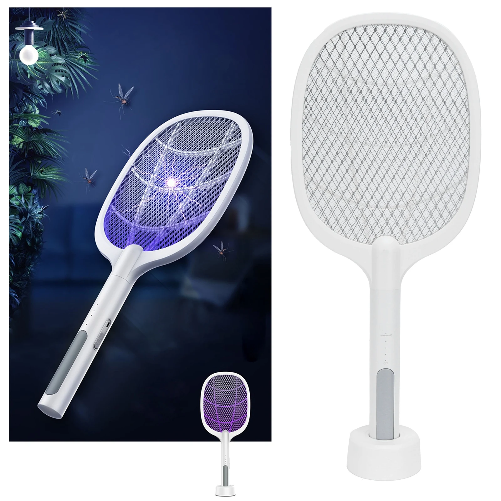 2 IN 1 Electric Mosquito Swatter Mosquito Killer USB Rechargeable Safety Super Mosquito Killing Bug Zapper Summer Fly Bat Trap