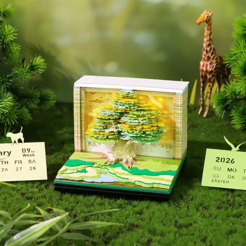 부드러운 LED 조명과 영구 특수 종이를 강조한 장 226 트리하우스 달력