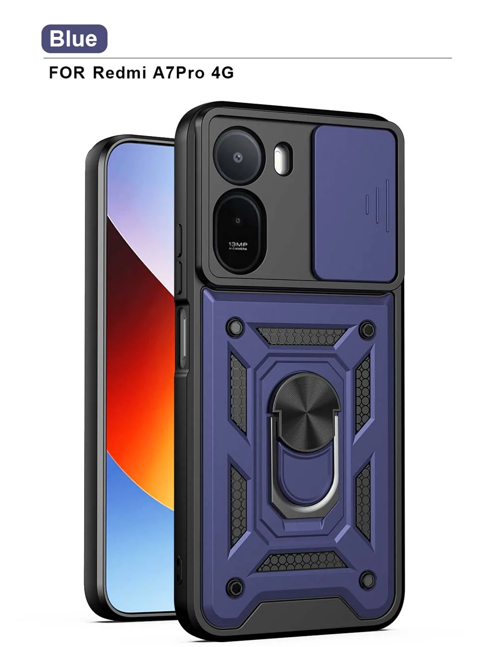 Enhanced Shockproof Armor Case with Magnetic Holder Ring and Enhanced Camera Protection