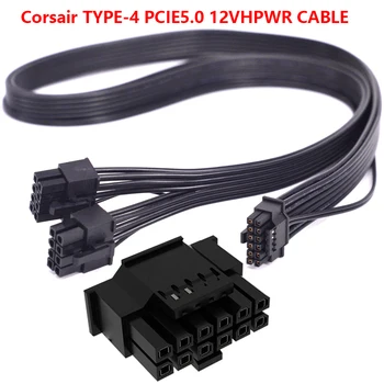 Corsair 모듈러 케이블, PCIe 5.0 12VHPWR 타입 4 PSU 전원 케이블, 듀얼 8 핀-16 핀 PCI-e 세대 5.0 지원, RTX3090Ti RTX4090, 600W