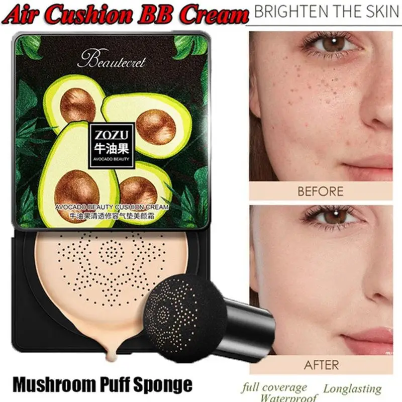 

Avocado Mushroom Air Cushion BB Cream Moisturizing Long Lasting Waterproof Foundation Face Whitening Concealer Makeup Cosmetics