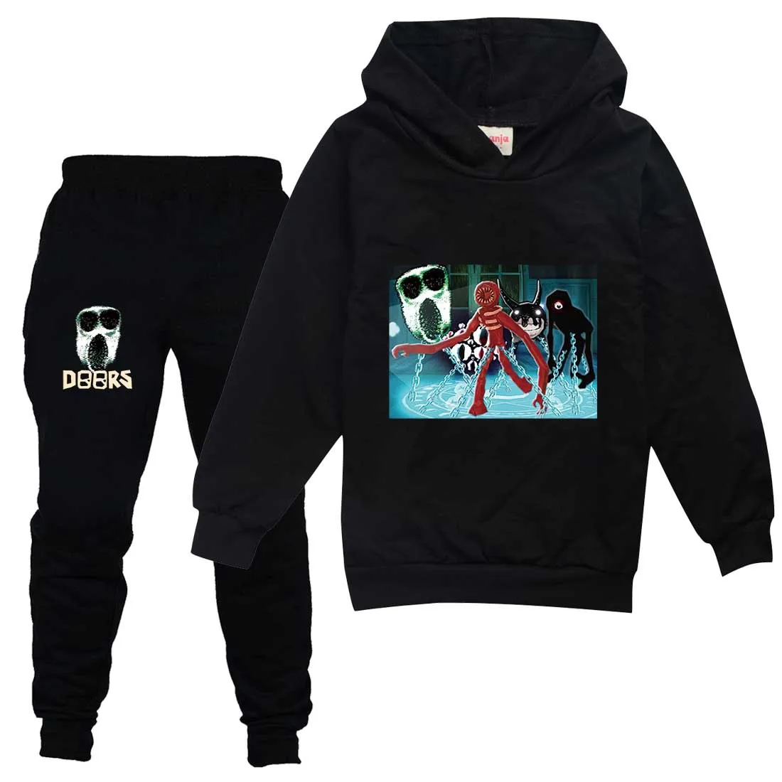 

Two-piece Long-sleeved Hooded Sweater Doors Roblox Children's Clothing Adult Men's and Women's Sweater Spring and Autumn