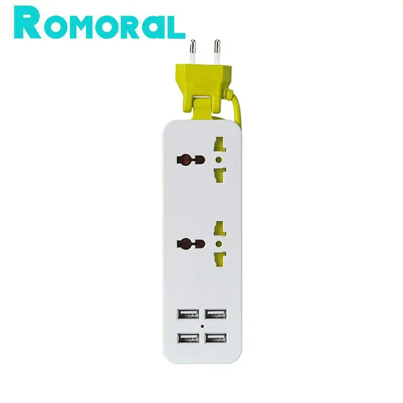 

2022 Portable Extension Socket European Plug EU Plug Converter Adapter Power Strip With 4USB Surge Protector Travel Power Strip