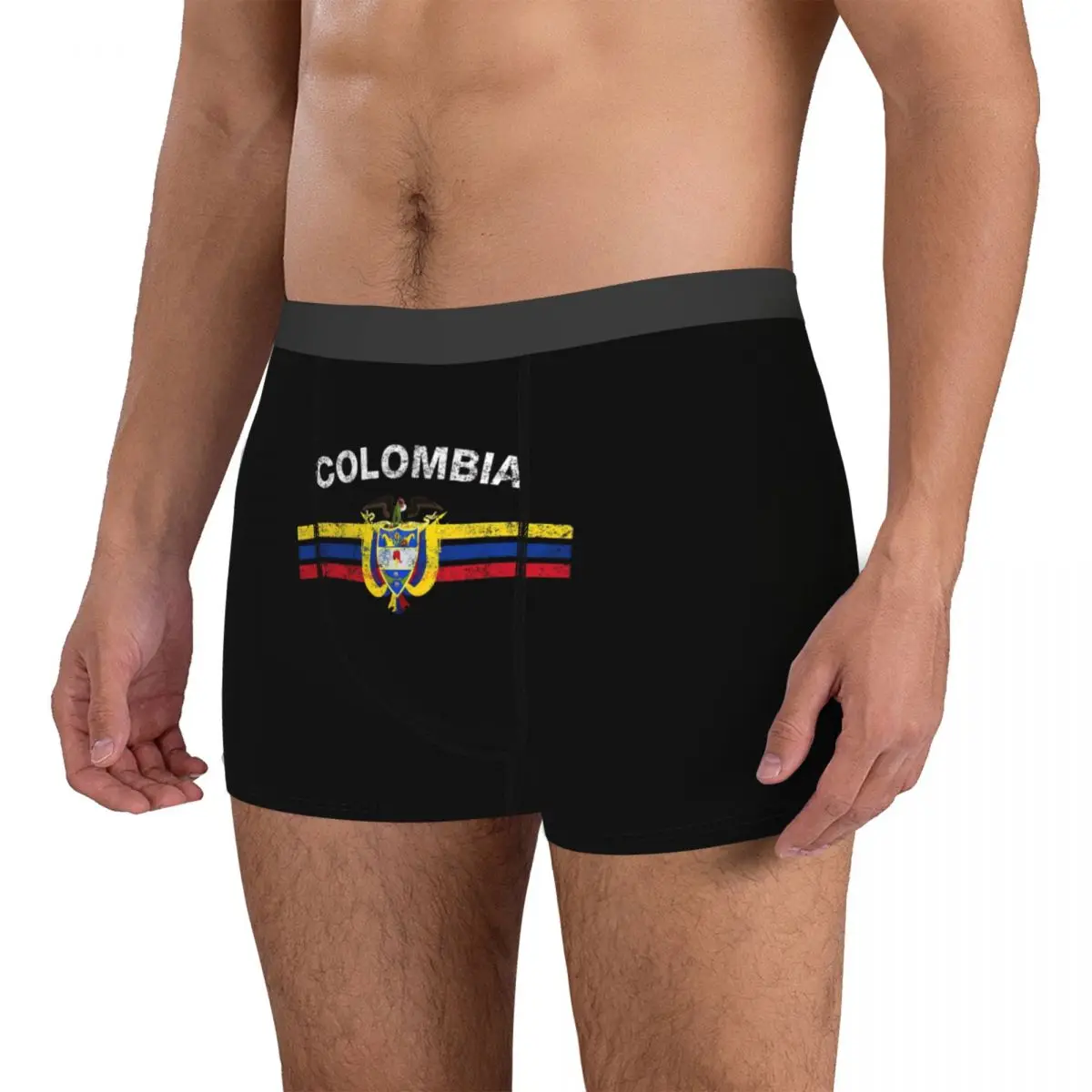 Bóxer Sexy con emblema de la bandera colombiana, pantalones cortos