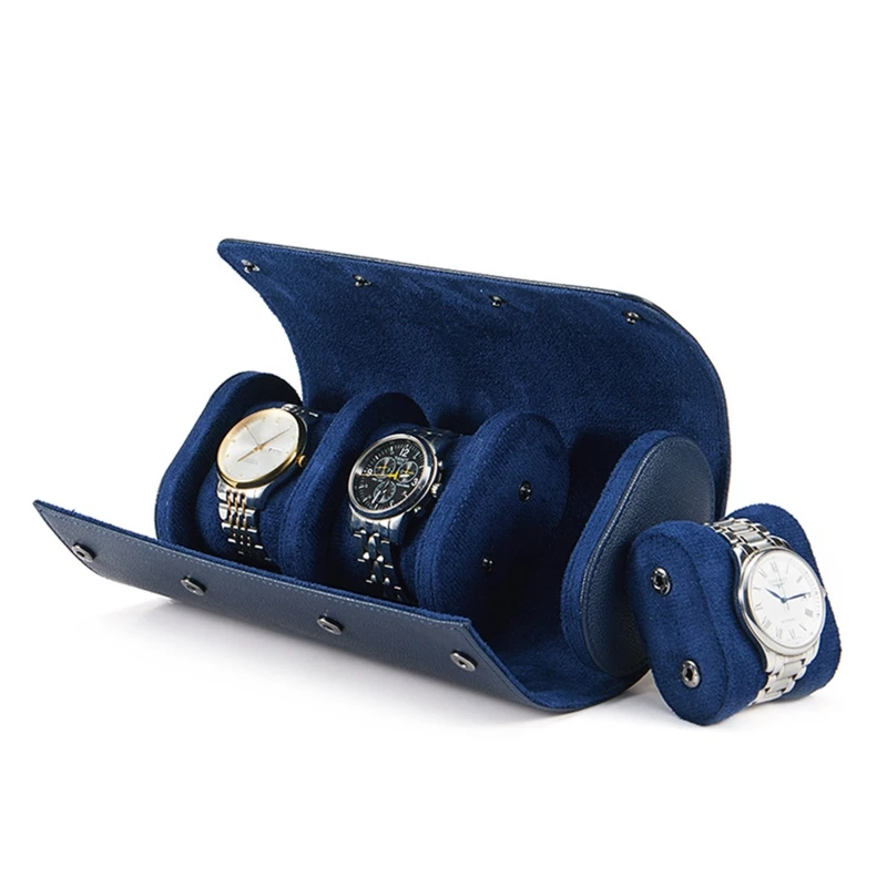 New Blue Portable Watch Box High-grade Leather Watch Storage Box Dust-proof and Anti-fall Multi-function