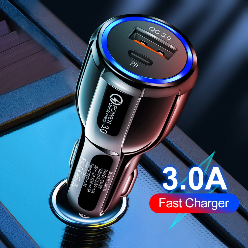 15W USB Car Charger Type C Quick Charger in Car PD Quick Charge Car Phone Charge For iPhone Xiaomi Samsung Mobile Phone Charger