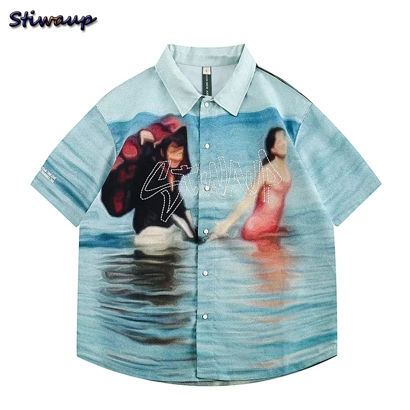 Men's Summer Beach Hawaiian Shirt Man Fashion Woman Large Size Blouses Short Sleeve Mens Shirts Luxury Designer Brand Top
