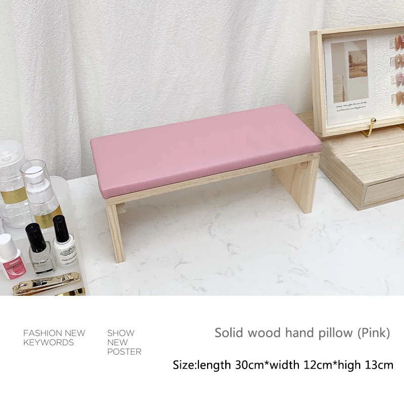 ANGNYA PU Leather Original Wood Manicure Hand Pillow Waterproof Nail Arm Rest Cushion Manicure Table Mat Arm Hand Rest Salon