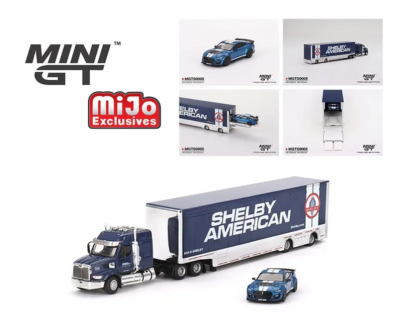 

Прицеп MGT 1:64 Ford с контейнером + Shelby GT500 SE, коллекция моделей спортивных автомобилей с широким корпусом MGTS0005Alloy, литой под давлением
