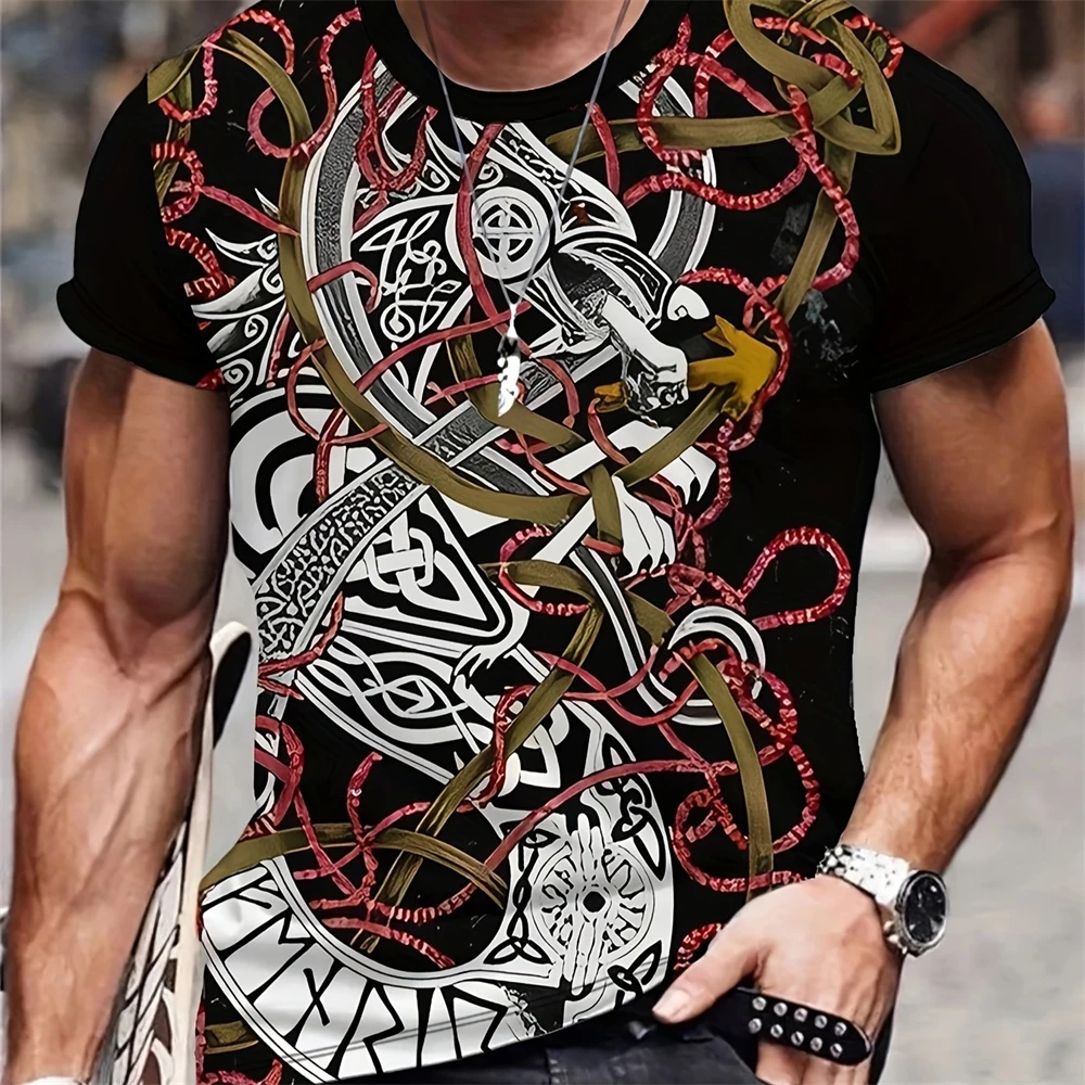 3D Digital Animation Style Roaring Dragon Pattern Round Neck Short Sleeve T Shirt Fashion Cool Men's Summer Streetwear Tops 7