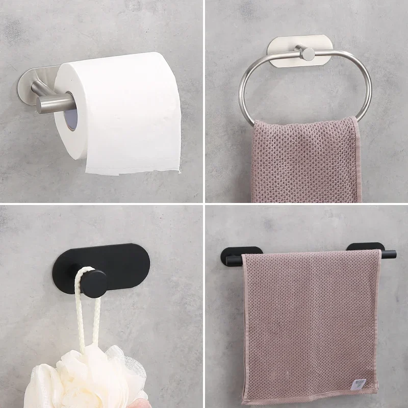 Wall Mounted Storage Rack Toilet Paper Box Adhesive Stainless Toilet Paper Holder Bathroom Kitchen Roll Paper Tissue Towel Dispenser Napkins