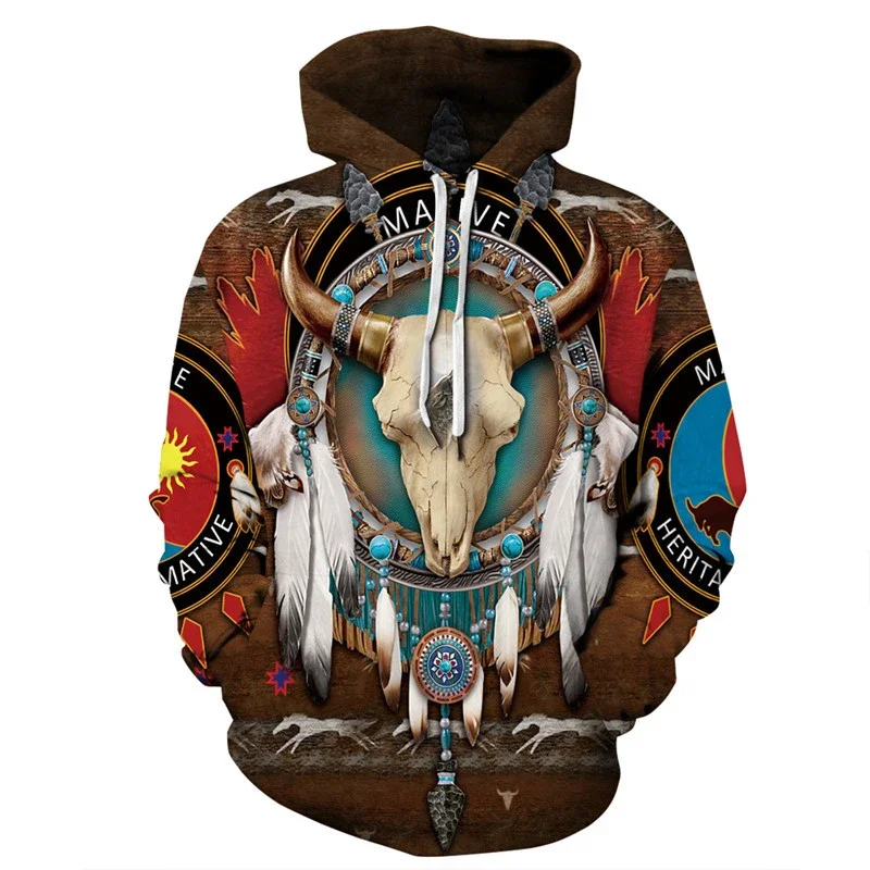 Men's Hoodie Casual Fashion Indian Bohemian Men's Hoodie Loose 3D Printed Harajuku y2k Men's Sweatshirt Streetwear Menswear