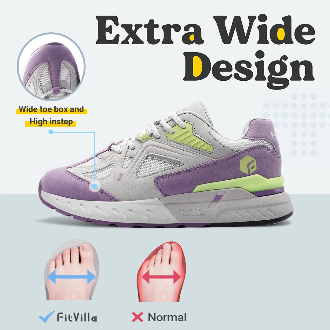 Fitville Women's Running Shoes Breathable Outdoor Sports Wide Shoes Female Lightweight Sneakers for Swollen Feet Pain Relief