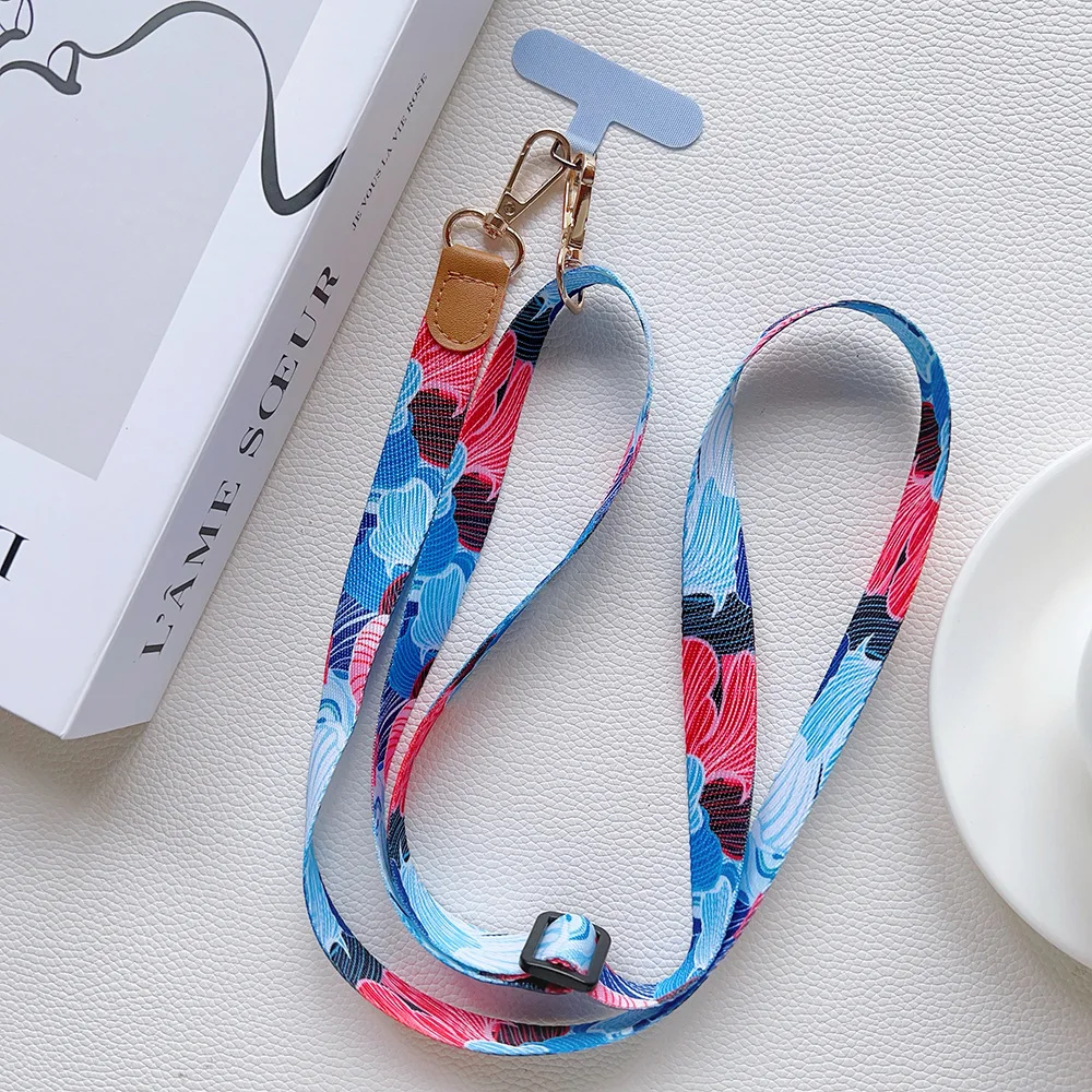Adjustable Crossbody Retro Pattern Phone Lanyard with Wide Fabric Strap
