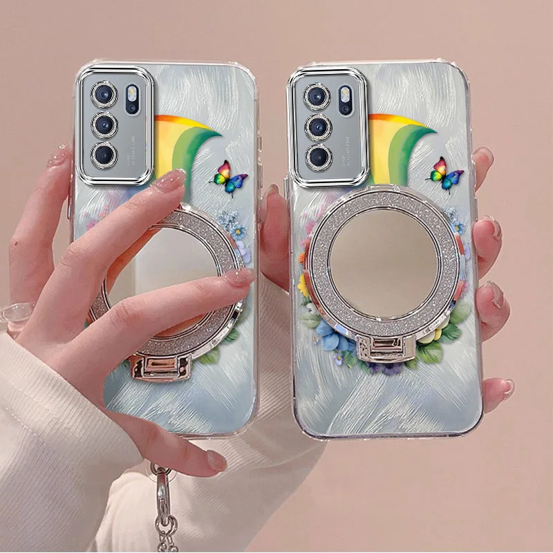 Vibrant Rainbow Phone Accessory Set: Case, Lanyard, and Stand