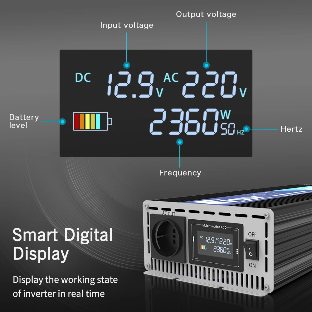 FDIK 인버터 12V 24V 220V 순수 사인파 인버터 5000W 60HZ 컬러 스크린 디스플레이 RV 및 캠핑에 대 한 태양 광 전력 변환기