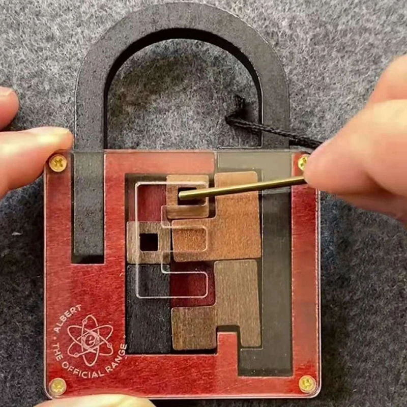 New-A28M-High Difficulty Level IQ Lock Puzzle Classic Wooden Brainteaser Puzzles Game For Adults