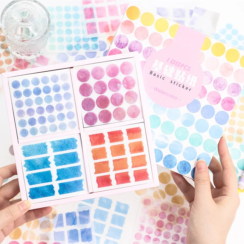 

25 Sheets/100 Sheets Natural Assorted Pastel Color Dot Decorative Stickers for Scrapbooking Material Collage DIY Journal