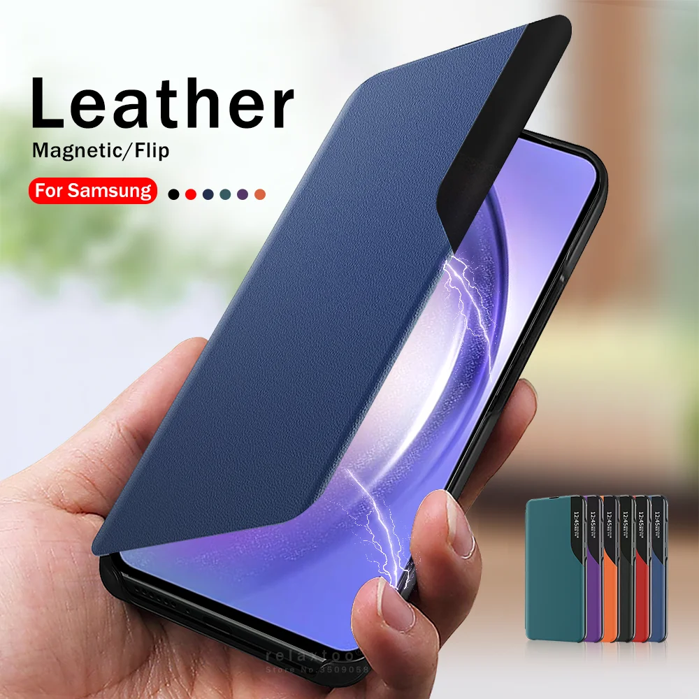 Smart Window View Flip Leather Stand Phone Case for Samsung