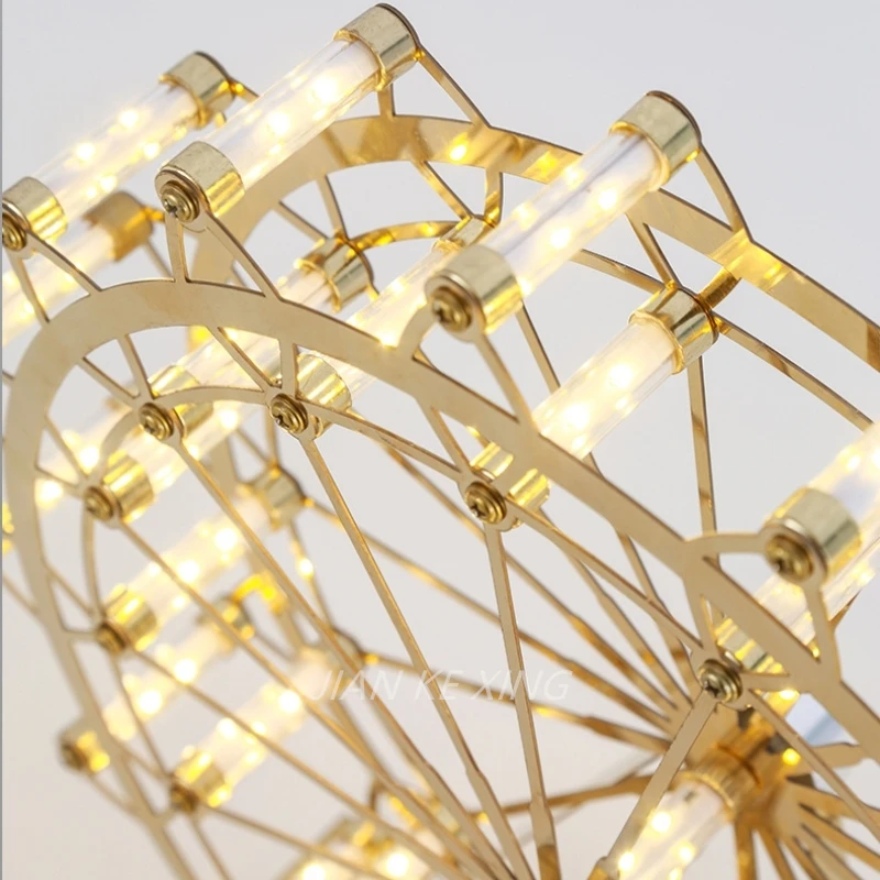 Netherlands Designer LED Ferris Wheel Table Lamp for Bedroom Living Kid Room Desk Decor Stainless Steel Rotating Night Lighting 5
