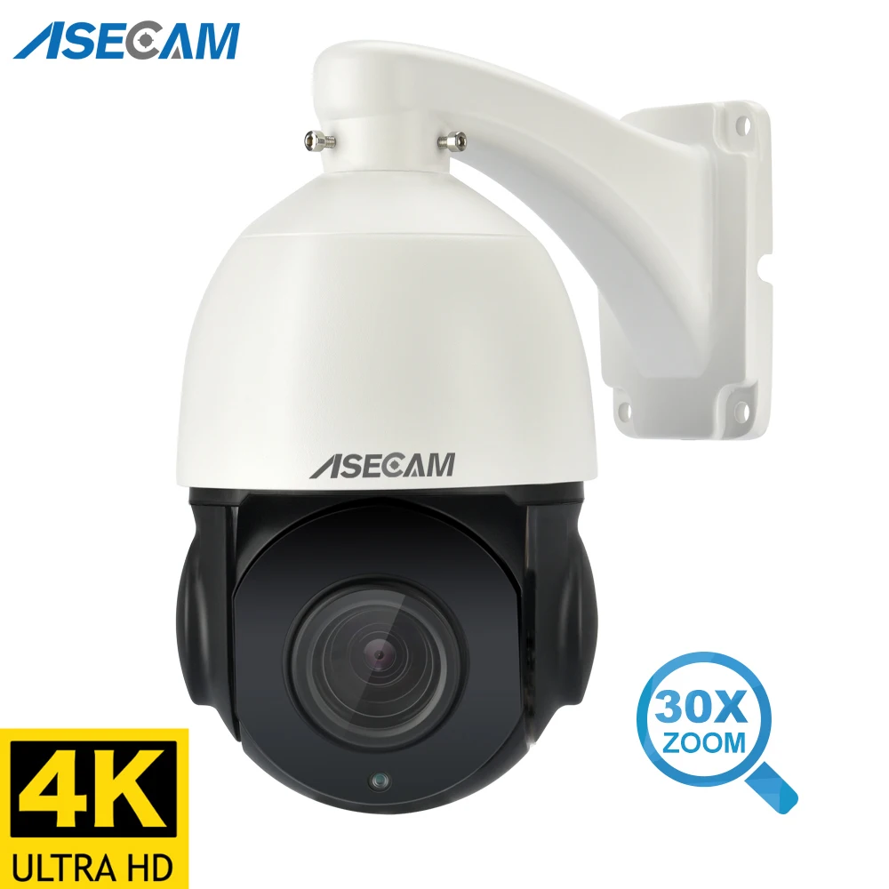 8MP 4K IP Camera Outdoor PTZ 30X Zoom CCTV Varifocal Onvif H.265 Dome POE Two Way Audio Security Camera Hikvision Protocol