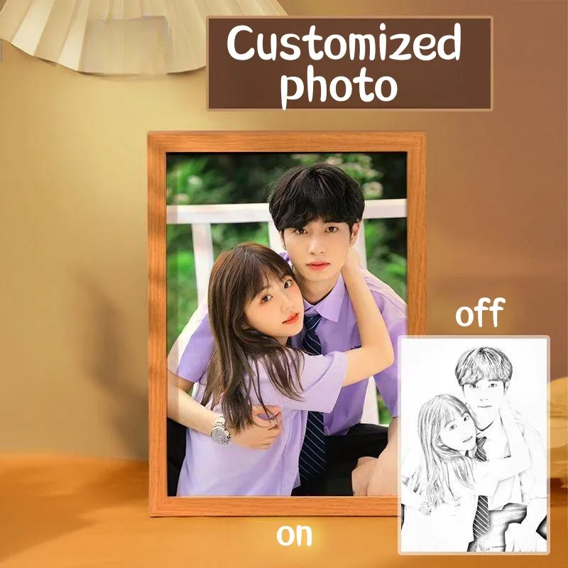 개인화 된 사진 사용자 정의 빛 그림 벽 램프 사용자 정의 발렌타인 데이 결혼 기념일 생일 3D 야간 조명 선물