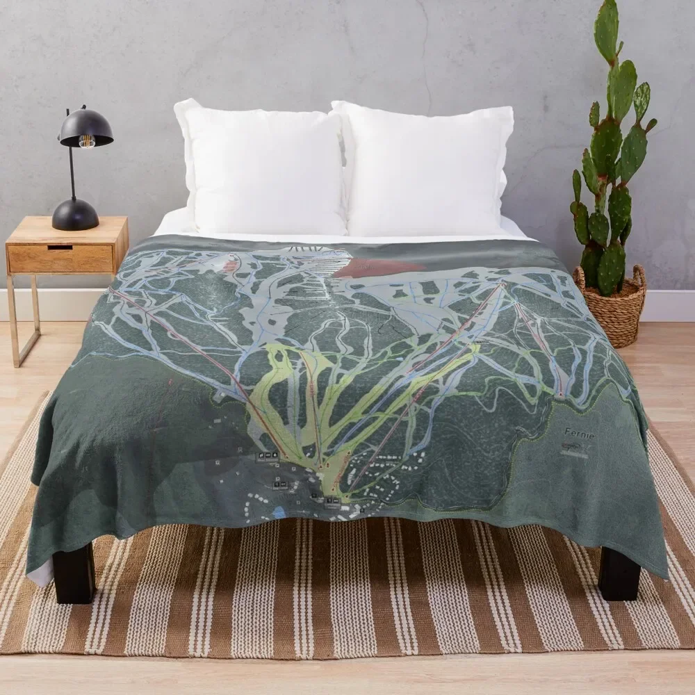 

Fernie Resort Trail Map Throw Blanket Flannel Picnic decorative Decoratives Blankets