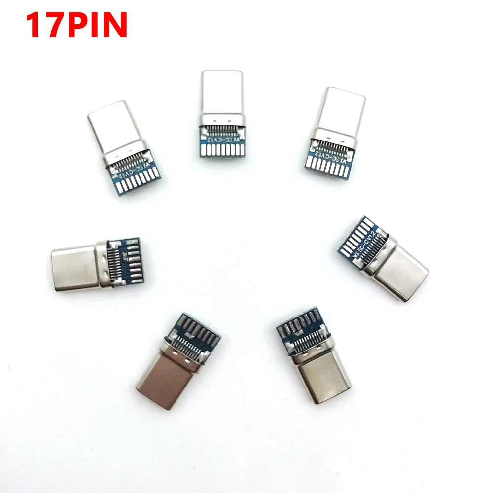 

30pcs USB 3.1 Type-C Connector 17 Pins Male Socket Receptacle Adapter to Solder Wire & Cable 17 Pins Support PCB Board
