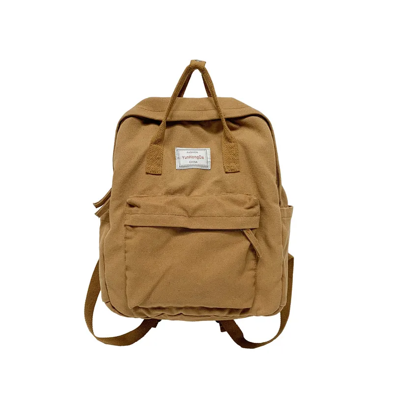 

Solid Color Canvas Backpacks Japan And Korea School Bags 100% Cotton Simple Satchels 2023 New Leisure Or Travel Bags