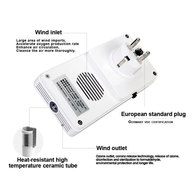 EU Plug In Ozone Air Purifier Cleaner O3 Generator Room Office Bedroom Toilet Home Travel Deodorization Sterilizer ozone air purifier