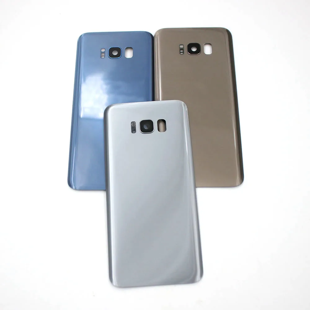 삼성 갤럭시 S8 G950/S8+ 플러스 G955F용 후면 유리 배터리 커버 후면 도어 하우징 패널 수리(카메라 렌즈 프레임 + 로고 포함)