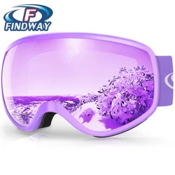 Findway Kids Ski Goggles 100% UV Protection Anti-fog for Ski Snowboard Other Winter Sports Kids Snowboard Goggles for 3-8 Years
