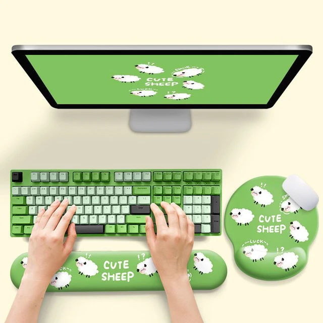 Mouse Pad Wrist Rest Cartoon Office Keyboard Pad Set Hand Support Cushion  Memory Foam Mice Pad Anime Gaming Computer Mousepad - AliExpress