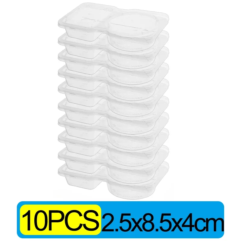 אריזת תבלינים עם שני מחלקות, קופסת בנטו לסלטים, טיולים ואריזת תבלינים, קופסת פלסטיק חד פעמית