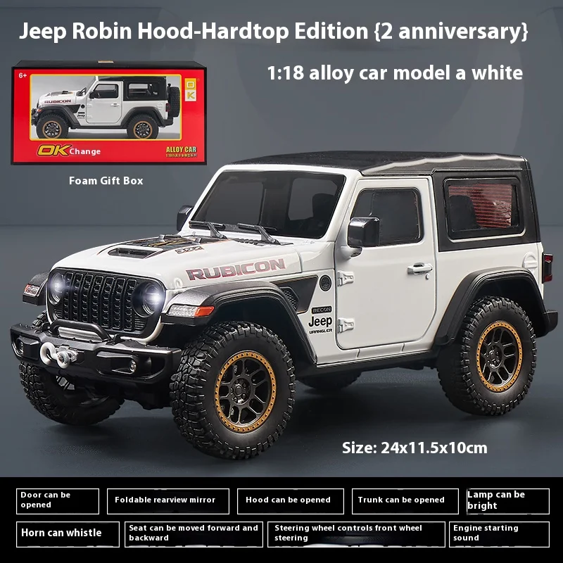 Maquette Voiture Jeep Wrangler 2018 Jaune - Modèle Tout-Terrain 1:34 Avec Portes Ouvrantes, Jouet Collection Voiture Enfant Ou Décoration